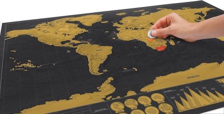 Карта мира со стираемым слоем с AliExpress монетка
